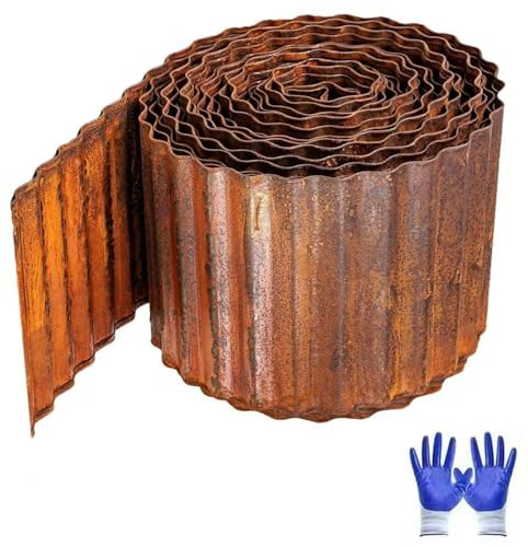 11,5M Rasenkante Cortenstahl 15cm hoch, Flexibel Beeteinfassung aus Metall, Einfache Montage - Robustes Stay-in-Place Design, für Mähkante Palisade Gartenbeet Blumenbeet, Rasen und Wege