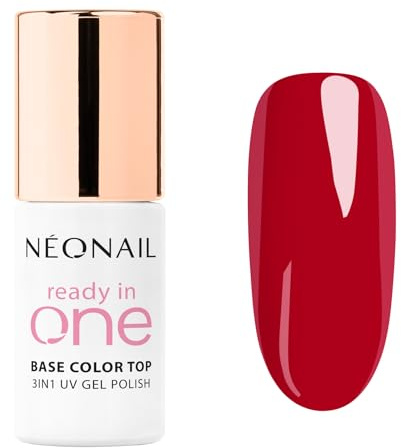 NÉONAIL UV Nagellack 7,2 ml - Rot - READY IN ONE - One Berry Red - 3in1 Nagellack - Base Coat - Top Coat - Unterlack Für Nägel - Überlack Für Nagel - UV Lack - Gel Nägel - Nageldesign