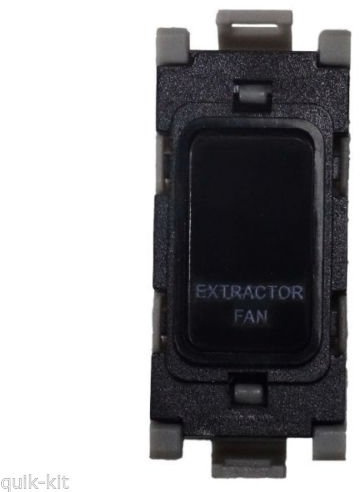Deta G3553BK Grid Switch 20 Amp Double Pole Marked 'Extractor Fan' (Black)