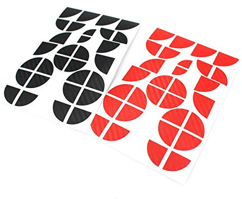 Finest Folia 4D Carbonfolie Emblem Ecken Aufkleber (K004 Schwarz Rot)