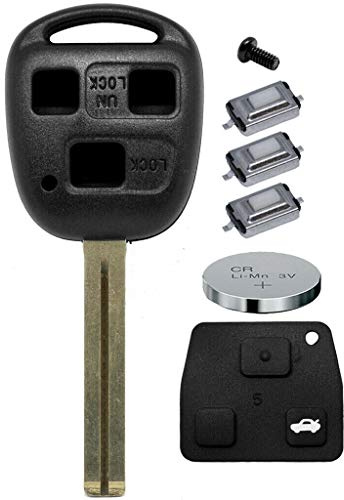 Auto Schlüssel Funk Fernbedienung 1x Gehäuse 3 Tasten TOY40 + 1x Tastenfeld + 3X Mikrotaster + 1x CR2016 Batterie für Toyota