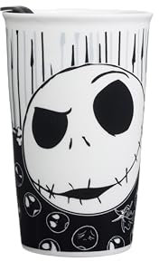 Silver Buffalo Disney Nightmare Before Christmas Jack with Bones Ceramic Travel Mug, 10 Ounces