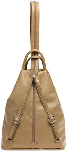 Caspar 2in1 Leder Rucksack Schultertasche Sportlich Elegante Damen Handtasche - SIGNATURE LINE - Modell No.782 - Made in Italy, Farbe:sand, Accessoires:One Size