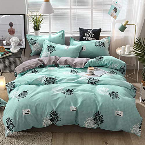 FANSU Bettwäsche Set Bettbezug-Set, 4 Teilig Bedding Microfaser Bequem Weich Haltbar Enthalten Bettlaken Kissenbezug Hohe Qualität Einzelbett Doppelbett King Size (220x240cm,Blau Grün)