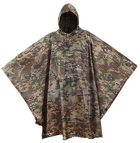 USGI Industries Poncho im Militärstil, vielseitig verwendbar, Ripstop, Camouflage-Regenponcho, Ocp Multicam, Einheitsgröße