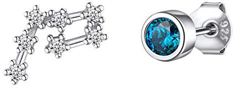ChicSilver 925er Mädchen Ohrringe Sternbild Steinbock Ohrringe mit Saphir Stein Saphir Ohrringe als Braut/Brautjungfrau Schmuck