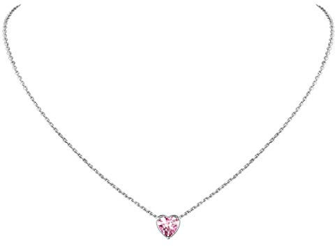 Suplight Collana punto luce donna Collana Portafortuna in Argento Collana Argento 925 Ragazza Collane Argento Cuore Nascita Opale Ottobre Cuore Collana donna punto luce Confezione Regalo