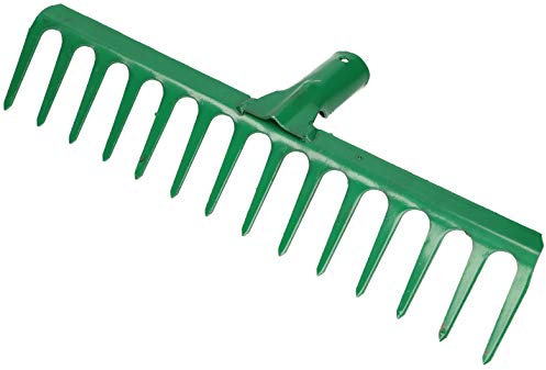 KOTARBAU® Rastrillo de Acero Resistente, 365 mm, Rastrillo para Barrer Hojas, Rastrillo Recto, Rastrillo de jardín, Sin Mango, Rastrillo Cabezal, Rastrillo para césped con Dientes Rectos, Metal