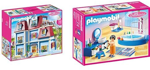 Playmobil - Grande Maison Moderne - 70205, 6, Coloré & Salle de Bain avec Baignoire - 70211