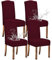 KELUINA Stretch wasserdichte Jacquard mit langem Gitter Esszimmer Stuhlhussen Home Decor, Stuhlhussen für Esszimmerstühle(Weinrot,4 Stück)