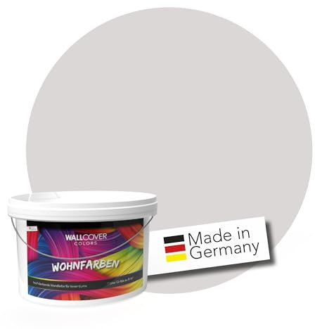 WALLCOVER hochwertige Wandfarbe für Innen | Grau (Moonstone Mist) | 2.5L für 20m² | Hochdeckende Innenfarbe Matt (Klasse 1) | Profi Qualität aus Deutschland