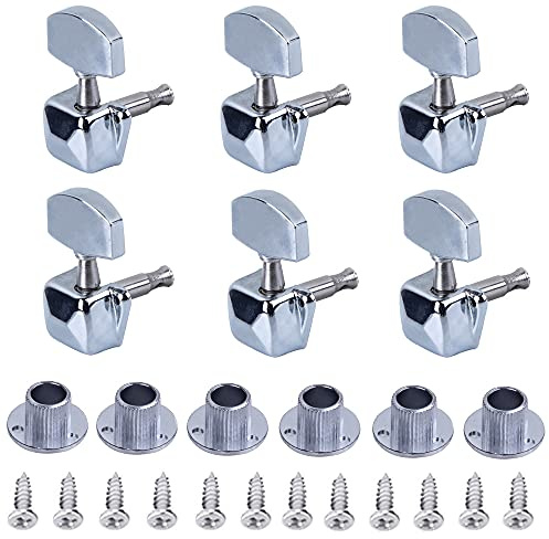 Guitar Tuning Pegs Machine Heads Set 3L3R, 24 Pieces | Acoustic Electric Guitar Tuner Keys Knobs Replacement Parts with Durable Chrome Finish