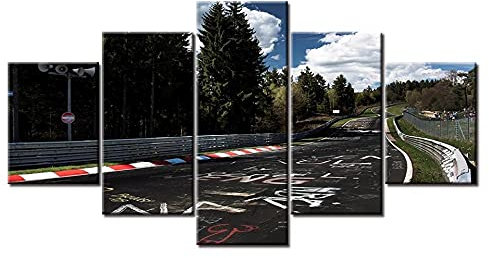 MPPSU Nürburgring-Rallye-Straße Wanddekoration Wohnzimmer Leinwandbild Jugendzimmer Poster Set Modern 5 Teiliges Wandbild Bedroom Decor XXL Bilder Mit Rahmen 150 * 80cm