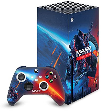 Head Case Designs Offizielle Zugelassen EA Bioware Mass Effect Schlüsselkunst Legendäre Grafiken Vinyl Haut Gaming Aufkleber Abziehbild kompatibel mit Xbox Series X Console and Controller Bundle