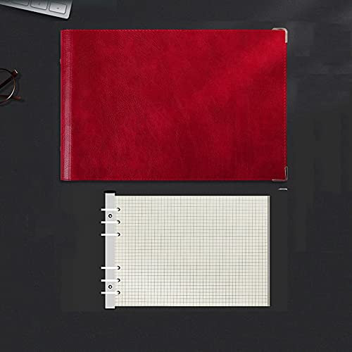 A4/B5 nachfüllbares Tagebuch, Notizbuch mit weichem Ledereinband, lose Blätter, liniert/kariert, Notizbuch, Tagebuch, Skizzenbuch, horizontal