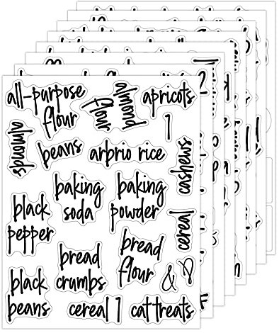 Haohai 168Pcs Kitchen Pantry Labels Cursive,Pantry Labels Preprinted, Preprinted Black Script Food Label Stickers, Stickers for Food Containers (168)