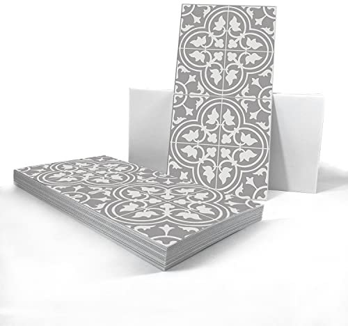 Vinyl-Boden-Wandfliesen, Boden-Aufkleber, rutschfeste Bodenfliesen, Aufkleber für Küche, Badezimmer, selbstklebend, abziehen und aufkleben, PVC DIY, grau, 30 x 15 cm, 24 Stück
