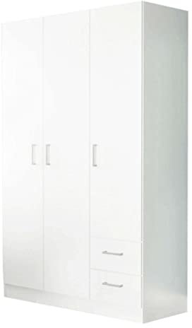 milani home - armadio di design con 3 ante 2 cassetti di design moderno contemporaneo cm 120 x 52 x 190 h