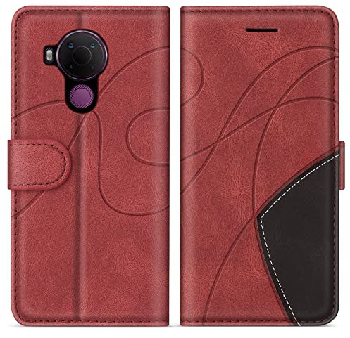 KKEIKO Hülle für Nokia 3.4 / Nokia 5.4, PU Leder Schutzhülle für Nokia 3.4 / Nokia 5.4, Kratzfestes Brieftasche Handyhülle mit Kartenfächern, Rot