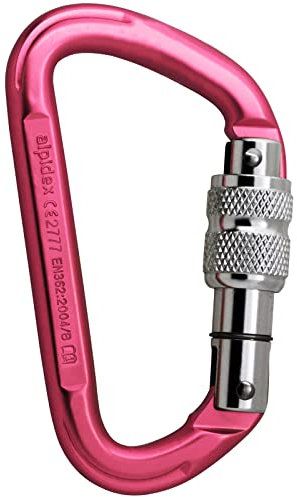 ALPIDEX Schraubkarabiner Aluminium Kletter Karabiner Screw Carabiner Schraubverschluss Kletterausrüstung Bergsteigen, Farbe:pink