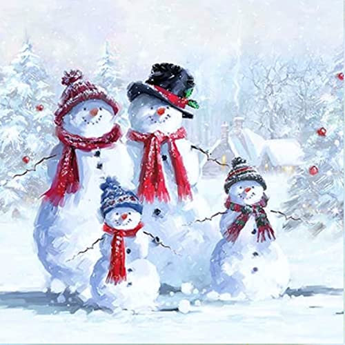 Papierservietten, 3-lagig, 33 x 33 cm, Schneemänner, Familie, Weihnachten, Papierservietten, Weihnachten, Cocktail-Servietten, Weihnachten, Abendessen, Papier, Schneemann, Servietten, Decoupage