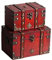 Vintage Trunk 2er Set Holz Schatztruhe Boxen Hexerei Supplies Kit Hexenkiste Dekorative Aufbewahrung Truhe Box mit Schloss Handgefertigte Dekoboxen mit Deckel Stapelbare Aufbewahrungstruhen Groß