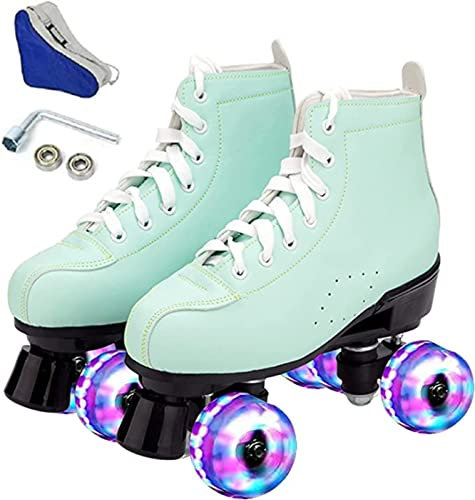 Rollschuhe PU-Leder High-Top-Rollschuhe Vierrad-Rollschuhe Glänzende Rollschuhe Mit Tragetasche Für Jungen Und Mädchen A,43