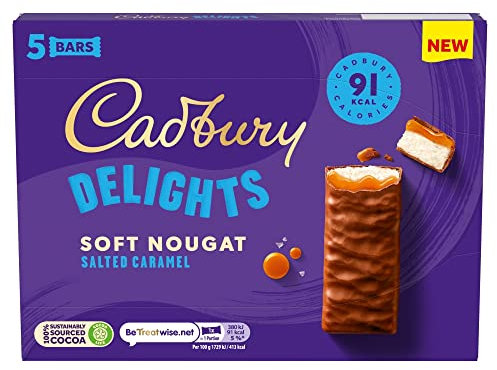 Cadbury Delights 5 Soft Nougat Salted Caramel Bars