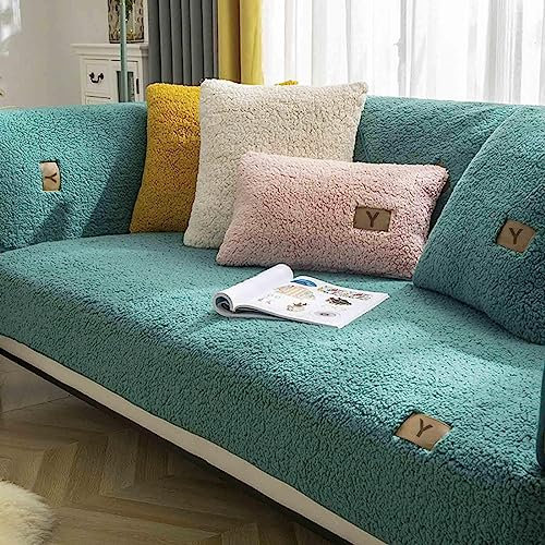 YWQJL Samt Sofabezug Sofaschoner rutschfest 1 2 3 4 Sitzer,l Form Sofaüberwurf,Sofa Überzug Ecksofa Pets Dog Couch Überzug Couch Überzug Sofa Überwurf (Grün, 70x210cm)