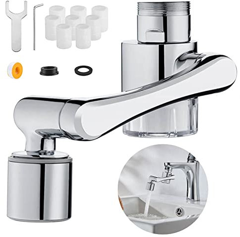 Aeratore per Rubinetto Ruotabile di 1080°, Prolunga Rubinetto Multifunzione, con 2 Modalità Aeratori Rubinetti Testina Spruzzatore Girevole Filtro Rubinetto Antispruzzo per Cucina e Bagno (Filtraggio)