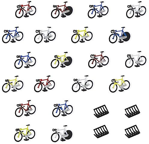 Evemodel 20 pezzi modello scala H0 1:87 modello biciclette con rastrelliere di parcheggio stili casuali