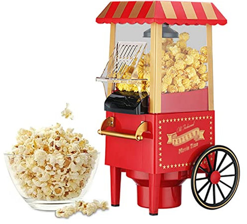 Palomitero, Máquina de Palomitas Retro Hogar Actualizada, 1200W Vintage Máquina de Palomitas con Gran Capacidad, Saludable y Sin Calorías, Operación con Un Botón, Noche de Cine y Navidad