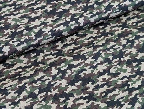 Baumwollstoff Camouflage Grün Stoff Meterware Dekostoff Tarnmuster