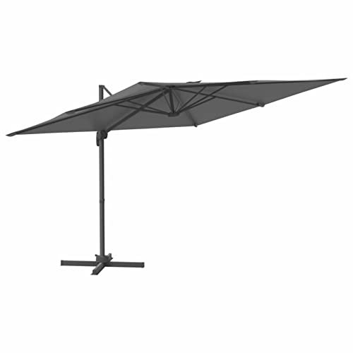 BULANED Ampelschirm mit Aluminium-Mast, Sonnenschirm, Gartenschirm, Pendelschirm, Gartensonnenschirm, Terrassenschirm, Anthrazit 300x300 cm