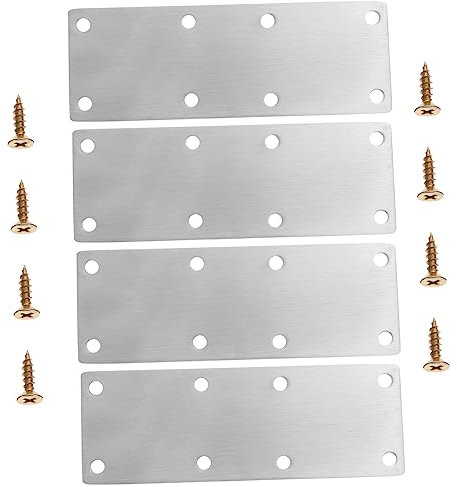 Mobestech 4pièces Supports pour Plaques De Réparation Équerres Plates Droites Acier Inoxydable Connecteurs De Fixation pour Meubles Et Armoires