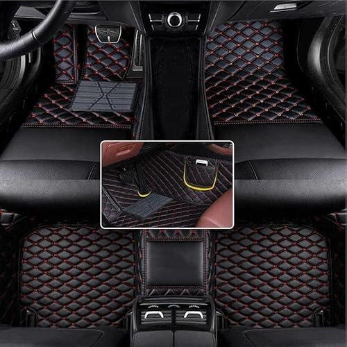 Nsgdda Nach Maß Auto Fußmatten Auto Matte Anpassbare 98% Auto Modell PU Leder voller bedeckter Schutz Advanced Performance Liners (Schwarz Rot)