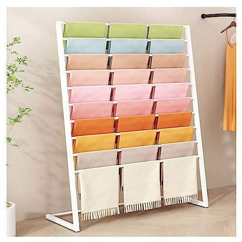 Handtuchständer Organizer Rack - Schalhalter Aufbewahrung - Hijab Schals Display Rack Bodenstehender Schal Seidenschalständer, Für Gürtelanzug-Krawatten-Hängeständer ( Color : White , Size : 120X40X14