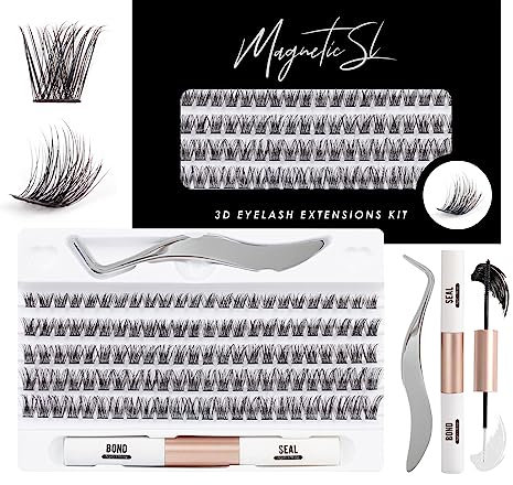 120pcs Wimperns Cluster DIY Wimpern-Extensions Kit mit Applikator und Wimpernkleber und Versiegelung Falsche Wimpern Natürlicher Look C D Curl 10-16MM-DM17