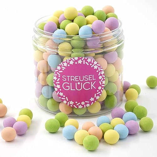 STREUSEL GLÜCK bunte Streusel Tortendeko Schokokugeln bunt 180g - Zuckerstreusel Weihnachten Kuchendeko Geburtstag Schokoperlen - Sprinkles Deko Plätzchen Torte Kuchen Cupcakes - essbare Streudeko
