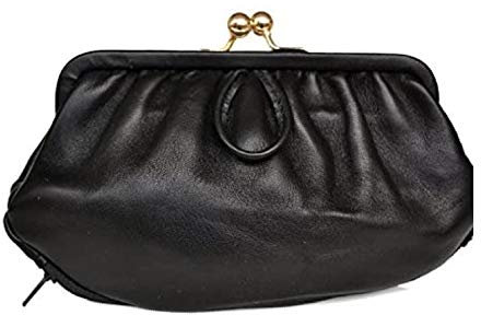 Porte Monnais Femme en Cuir véritable Agneau Souple Fermoir Clic Clac et avec Compartiment et Fermeture