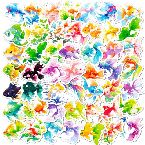 Mistree 50 Aufkleber Fisch, Aufkleber Wasserfest Fisch Motiv Kinder, Bunte Sticker 5 CM