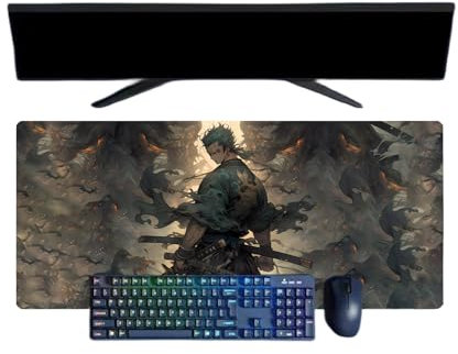 One Piece Roronoa Zoro Tapis de Souris XXL Multifonction Gaming Anime, 800x300mm, Tapis de Souris Clavier Gaming imperméable et 3mm Base en Caoutchouc antidérapant Surface Texturée