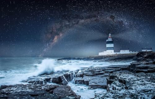 GUOHLOZ Jigsaw puzzles for adults 1500 piece jigsaw puzzles for adults Challenging Game, Ocean, Lighthouse, Ireland, Hook Lighthouse, Wexford, 87x57cm