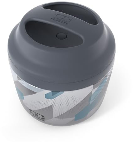 monbento - Thermobehälter für Essen MB Element graphic Dimensions - Edelstahl Thermo Lunchbox, die Mahlzeiten warm/kalt hält - Ideale Thermo Brotdose Arbeit/Outdoor/Sport - BPA-frei - Grau Monochrom