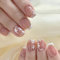 Ceboic 24 Pièces Soft Gel Faux Ongles Courts Carré Blanc Fleurs Français Press on Nails Couverture Complète Artificiels Ongles Square Faux Ongles à Coller Nude pour Femmes et Filles DIY Manucure