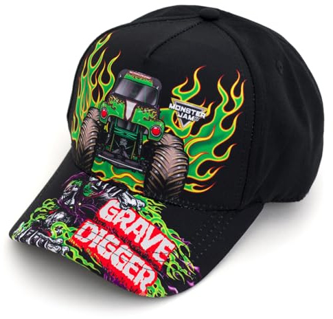 Monster Jam Grave Digger Baseballkappe, Einheitsgröße, verstellbar, Snapback, Basecap, Grab Bagger, Schwarz, OS Youth, Grave Digger, Schwarz, Einheitsgröße