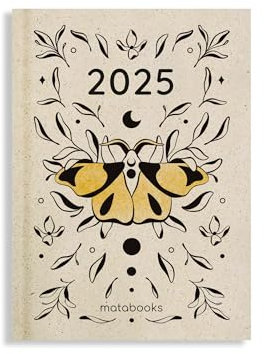 matabooks – Nachhaltiger A6 Kalender/Jahresplaner/Organizer/Terminkalender aus Graspapier – Samaya 2025 Farbe: Lunar Gold (DE/EN)