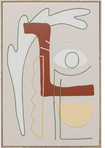 Kare Design Wandbild Art Eye Rechts, Beige/Mehrfarbig, Rechteckig, Handarbeit, Abstrakte Wandkunst, Minimalistisch, Schlafzimmer, Wohnzimmer, Faserplatte, 90x60 cm (H/B)
