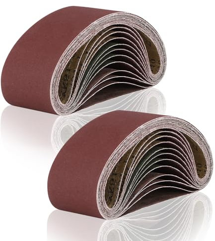 Bixury Set di Nastro Abrasivo 75 x 533 mm,28 Pezzi Nastro Abrasivo Nastri Abrasivi Misti 4 x Grana 40/60/80/120/180/240/400 Mixpack per Levigatrici a Nastro per Levigare Affilare e Rimuovere Legno