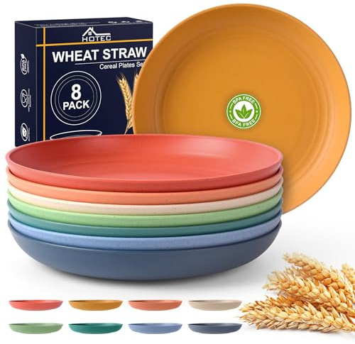 HOTEC 8-Pack 10inch Deep Dinner Plastic Plates